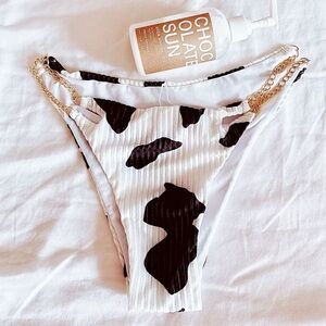 SHEIN cow print with gold chains bikini bottoms